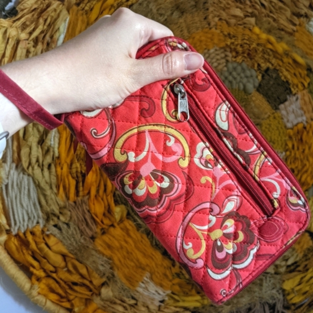 Summer 🌞 SALE Vera Bradley Red Pink Floral Wristlet Large Wallet, Card Passport